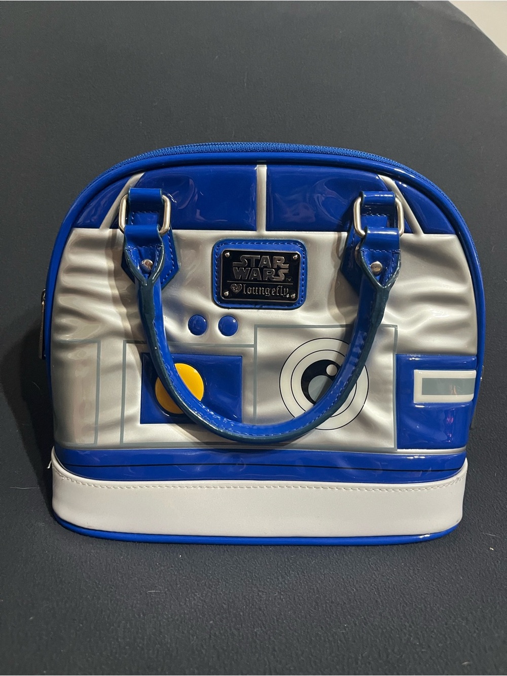 Loungefly Star Wars R2-D2 Patent Dome Satchel - Blue, White, Silver